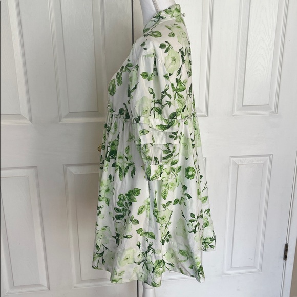 ANTHROPOLOGIE MAEVE dress V-Neck Tunic Babydoll Green Floral cotton lined - Picture 5 of 8